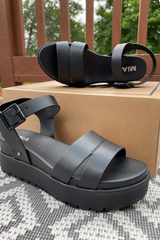 Maya Platform Sandal in Black - Sandals - Flower Bird Boutique